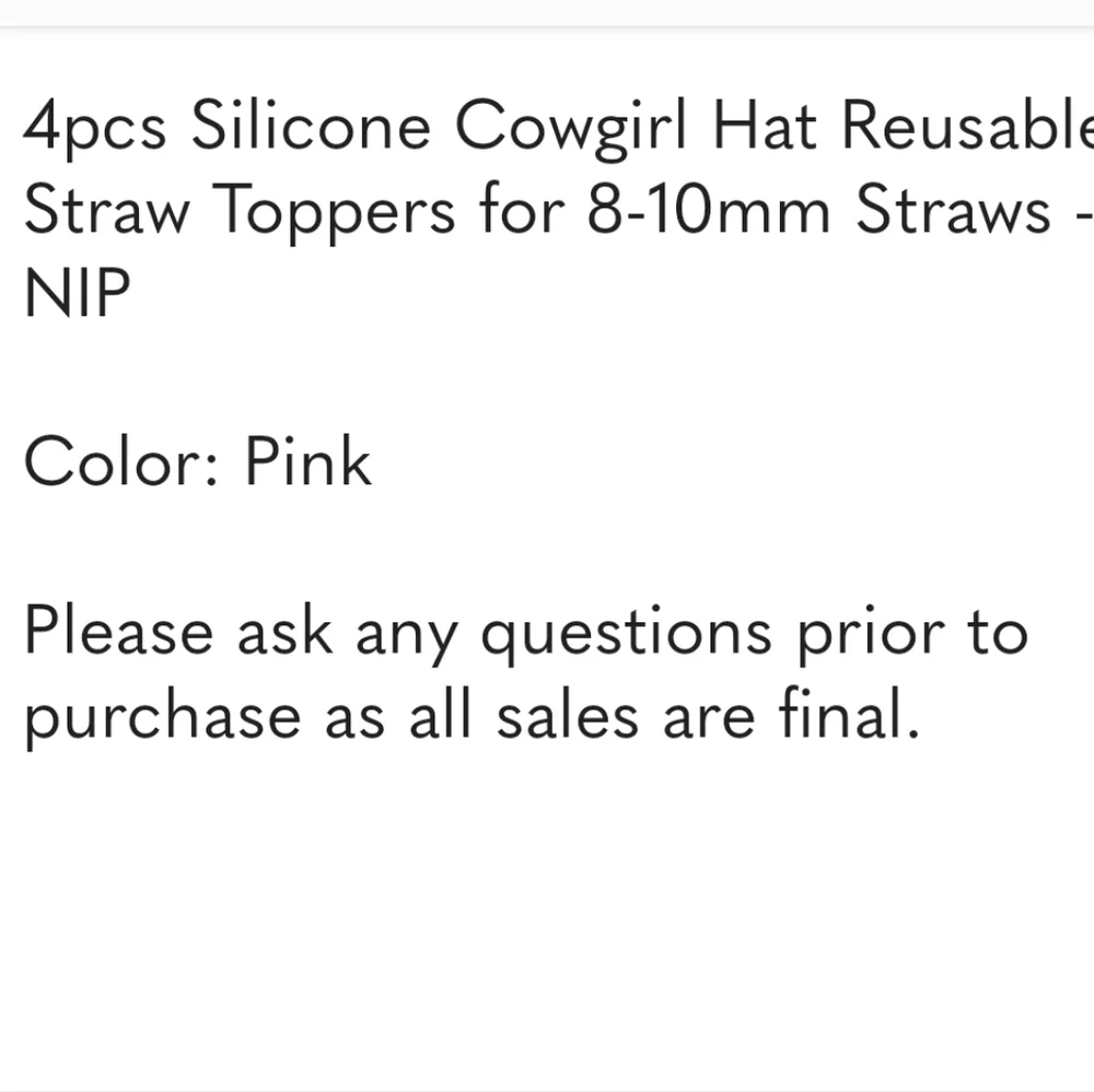 4pcs Silicone Cowgirl Hat Reusable Straw Toppers for 8-10mm Straws - NIP